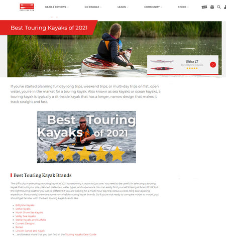 Paddling.com Best Touring Kayak - Eddyline