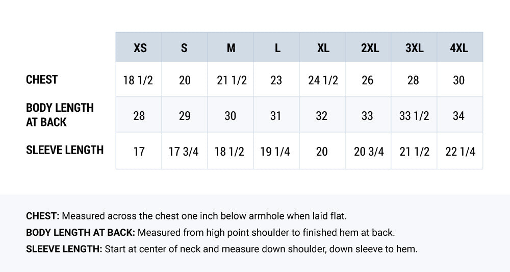 Men's Shirt Size Chart - eddylinekayaks