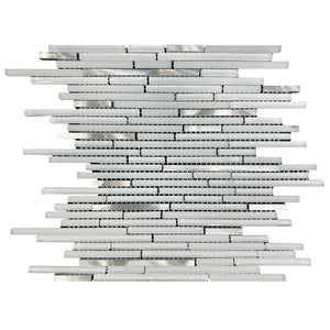 White Shadow Glass Mix Thin Strip 12-in x 12-in Glass Mosaic Wall Tile(1-sq. ft/ Piece) - Tile & Top