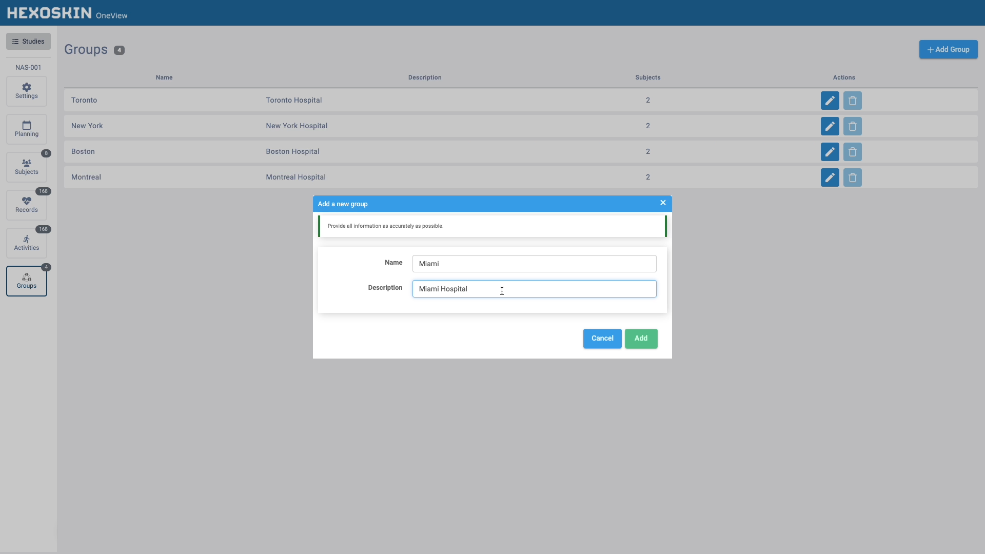 Hexoskin One View Dashboard - Design and Configure your Study Protocol