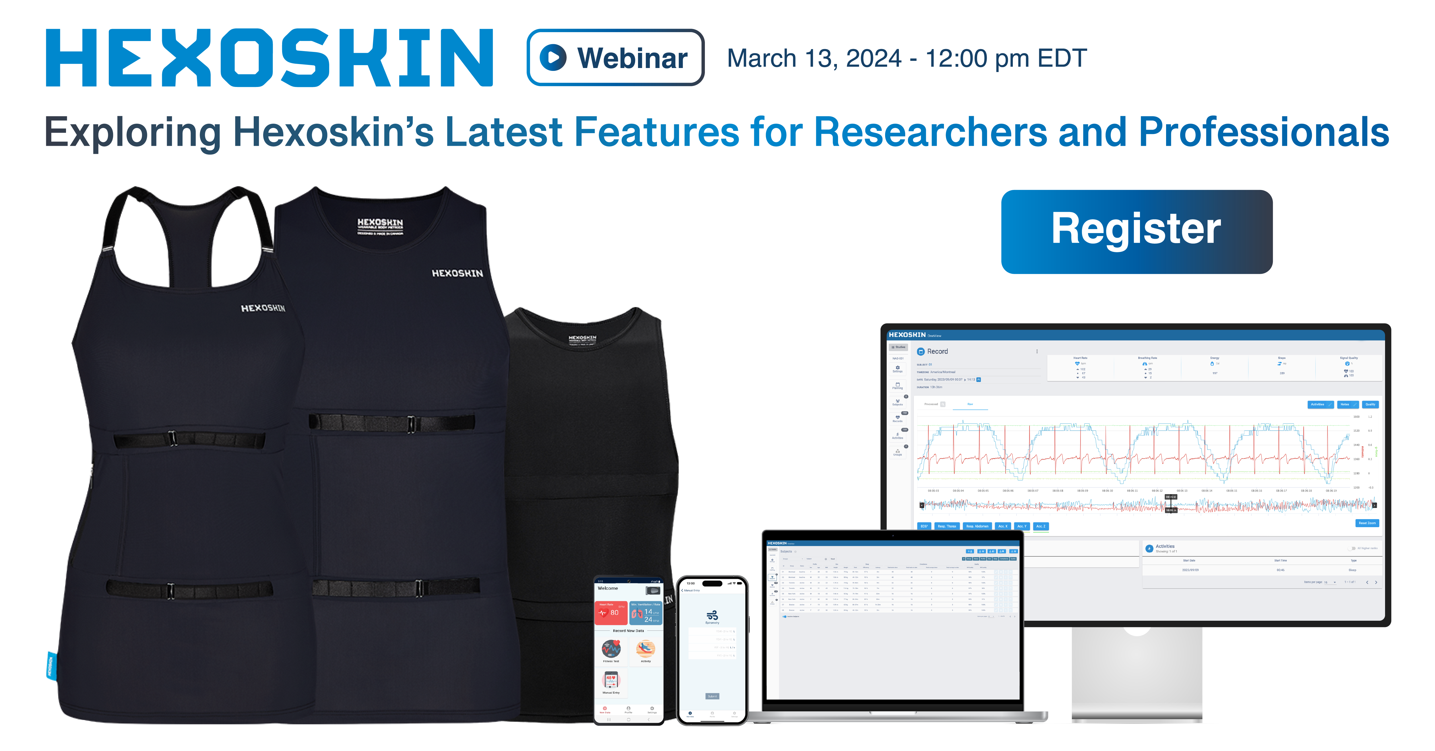 Register to Hexoskin Webinar on Zoom