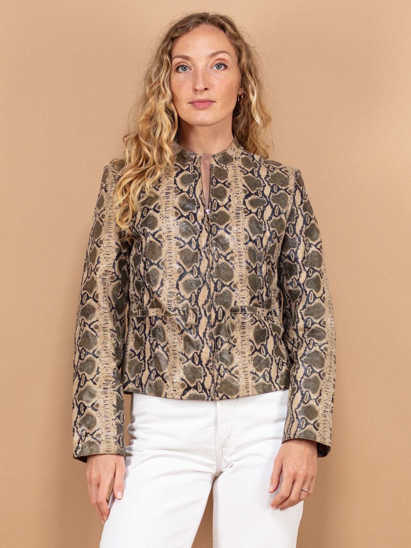 Vintage Crocodile Print Leather Jacket