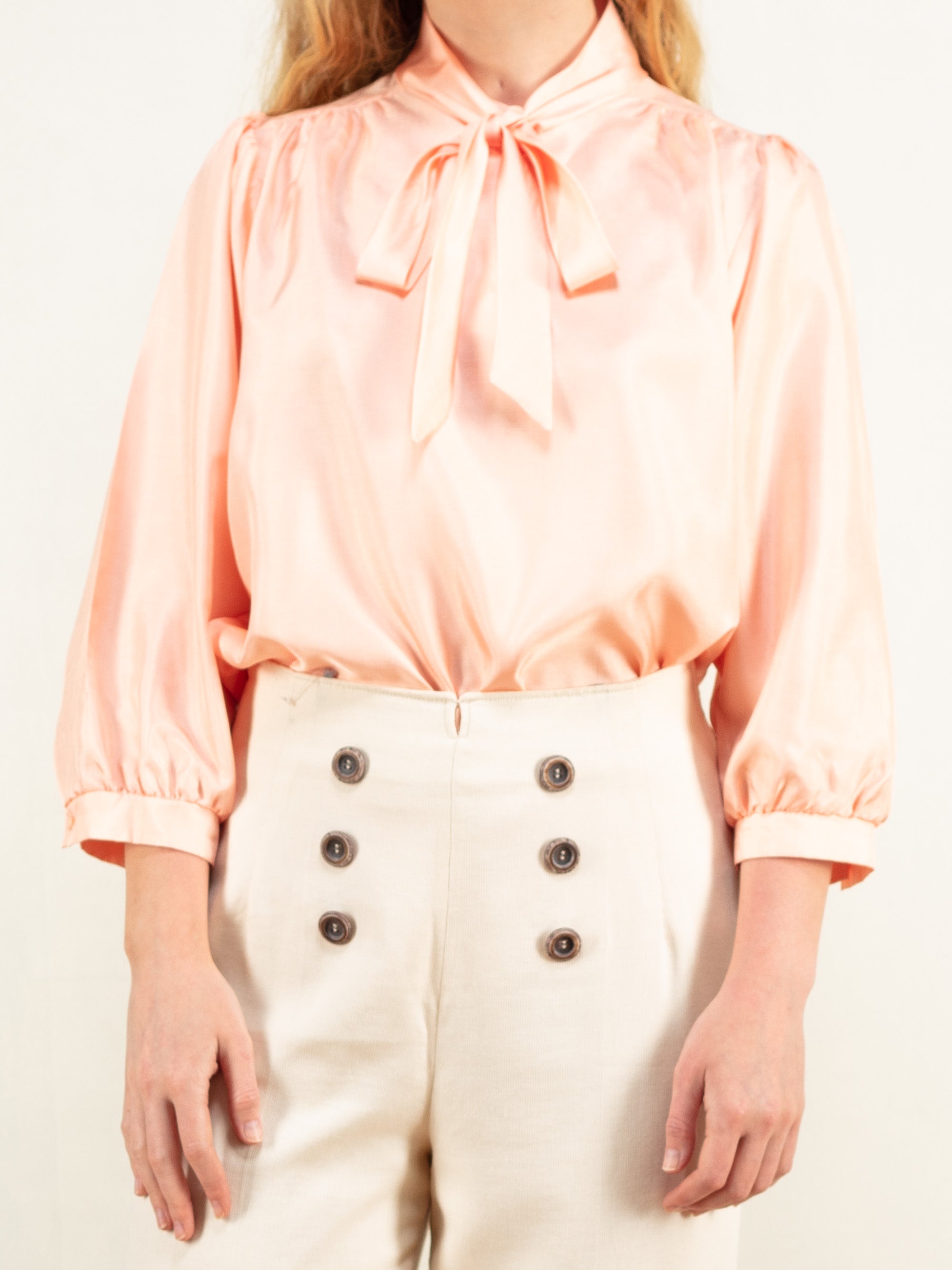 Vintage 80's Women Pastel Pink Summer Blouse