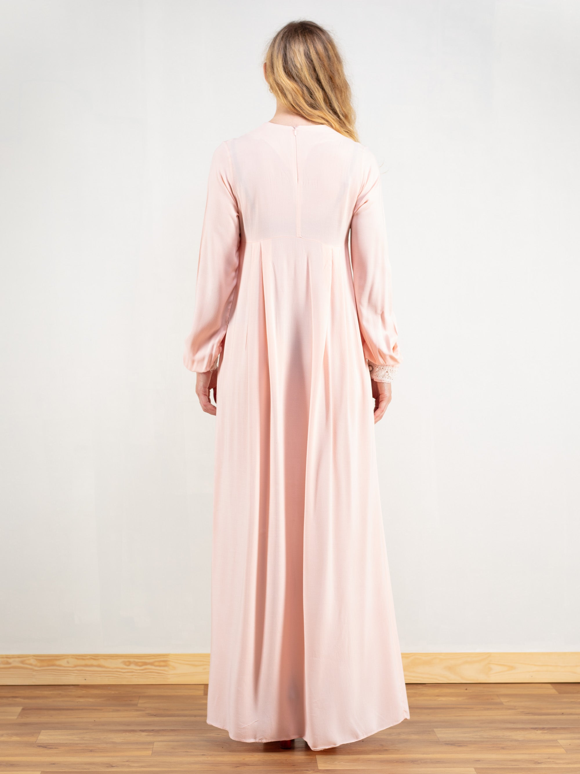 Vintage 80's Women Pastel Pink Maxi Dress