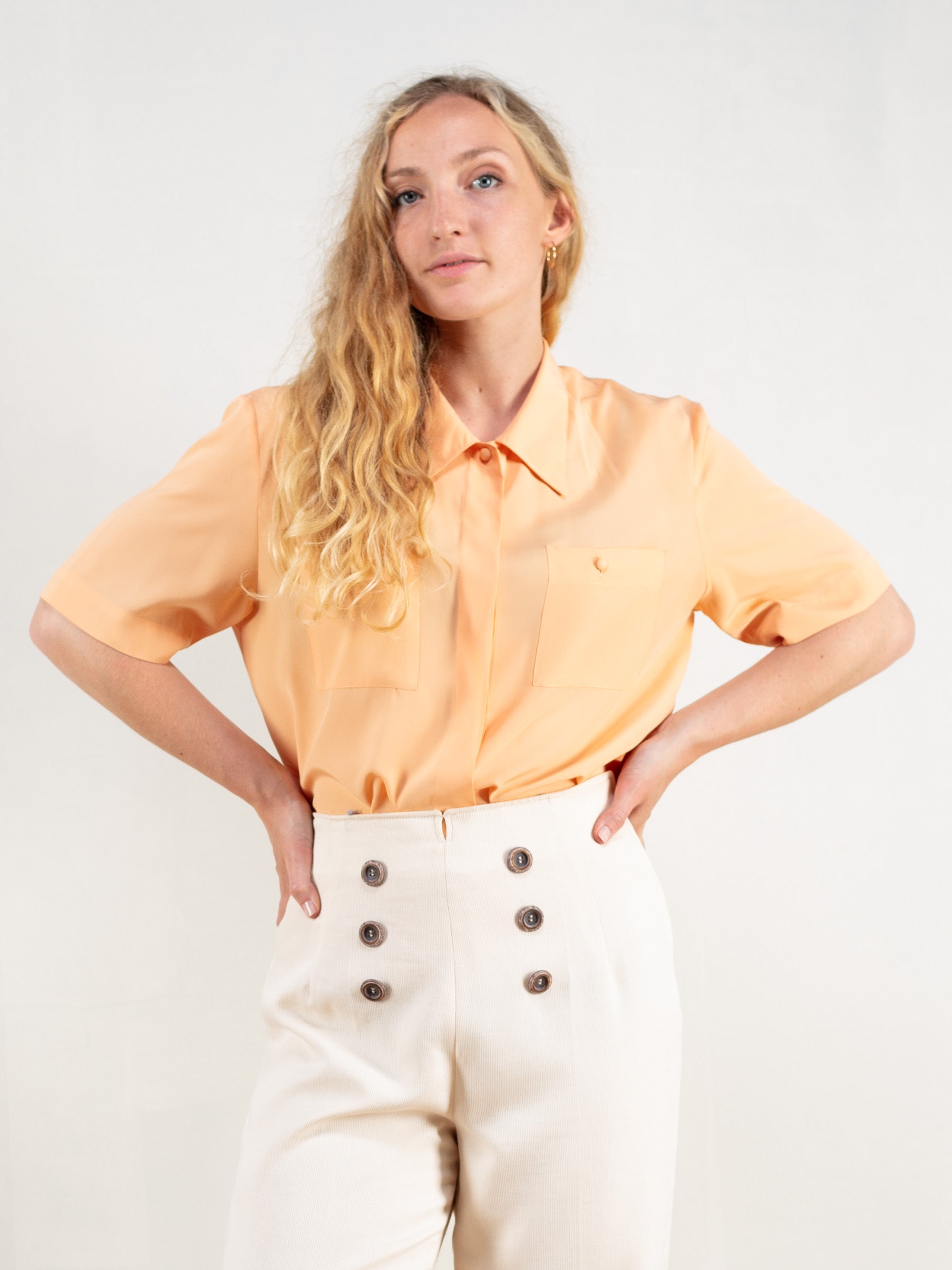 Vintage 90's Women Casual Orange Blouse