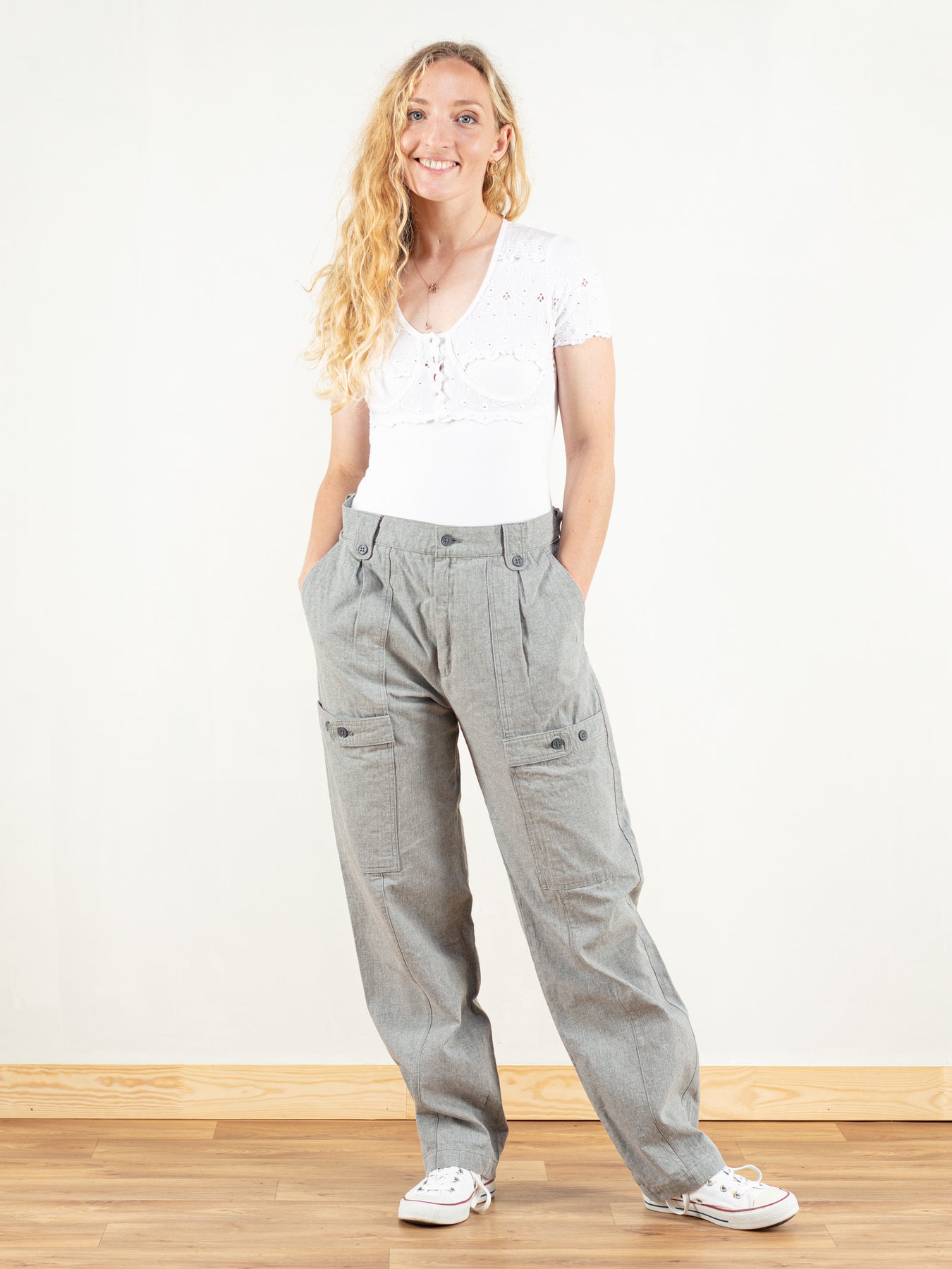 Buy 80s Suit Pants Women High Waist 30 Women's Suit Trousers Medium Grey High  Waisted Tapered Leg Trousers 30 Gray Cigarette Pants Women Size M Online in  India 