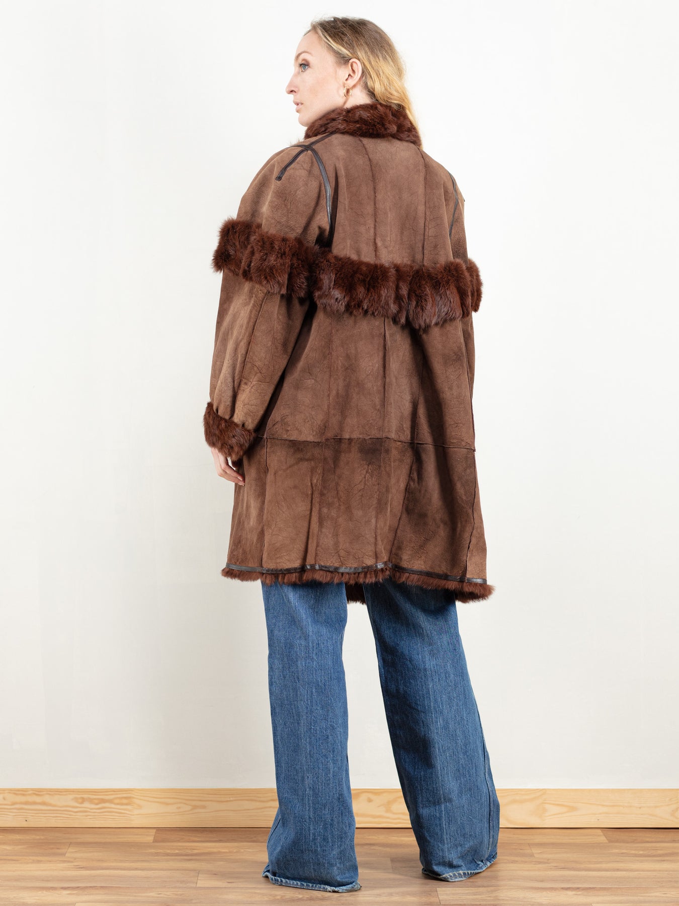 70s LIGHT BROWN FAUX FUR COAT | UK 8 - 10