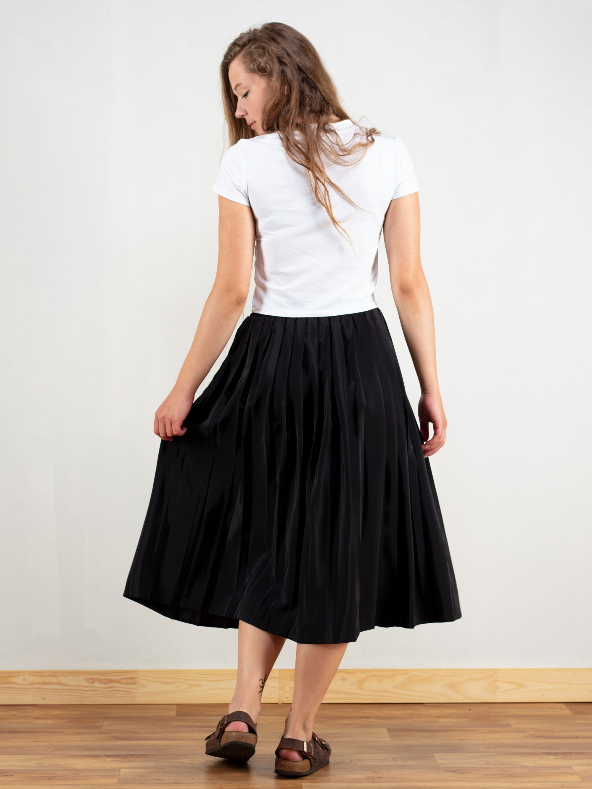 Vintage 70's Black Pleated Women Skirt