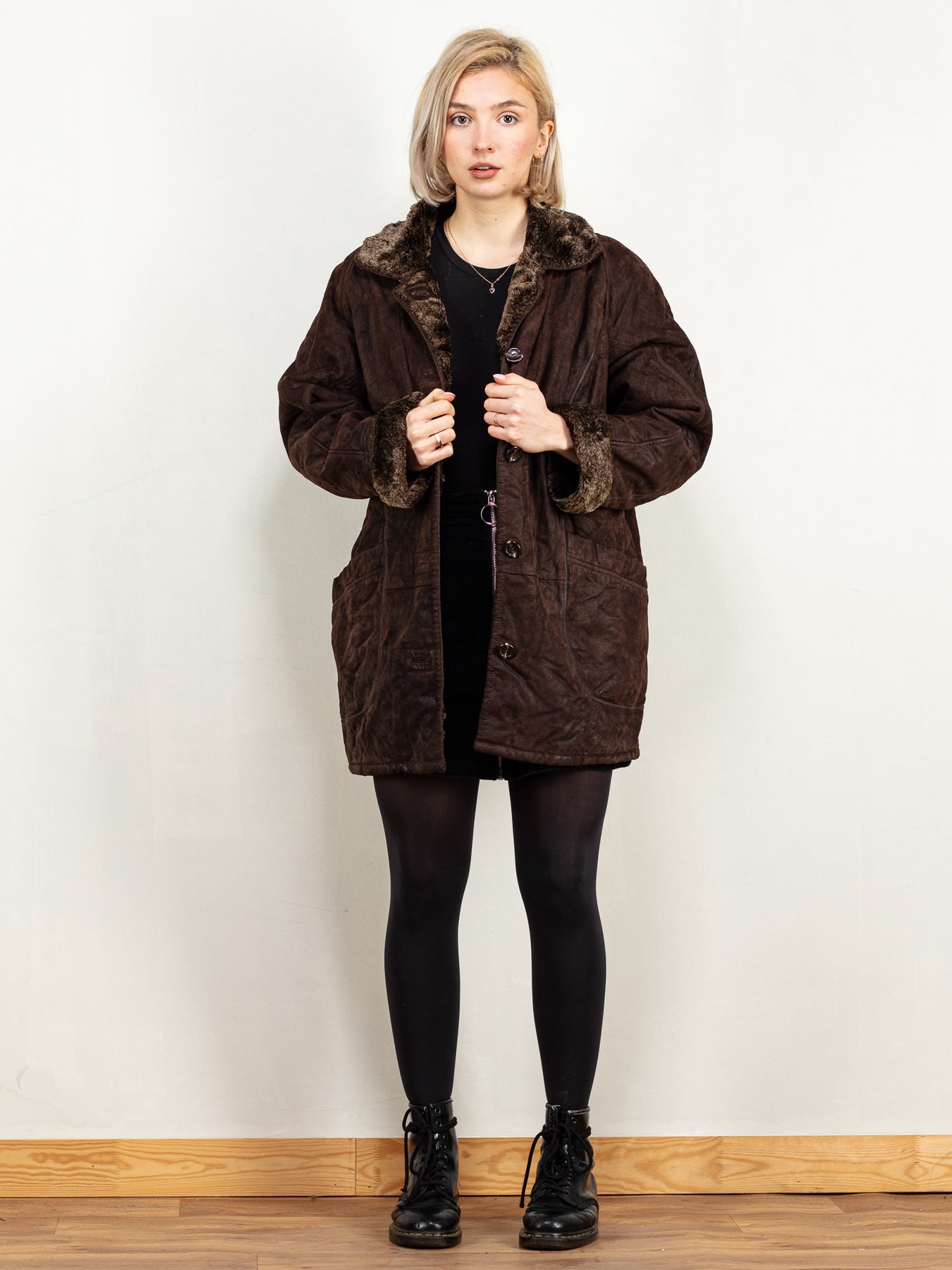 Online Vintage Store | 90's Women Patchwork Suede Coat| Northern