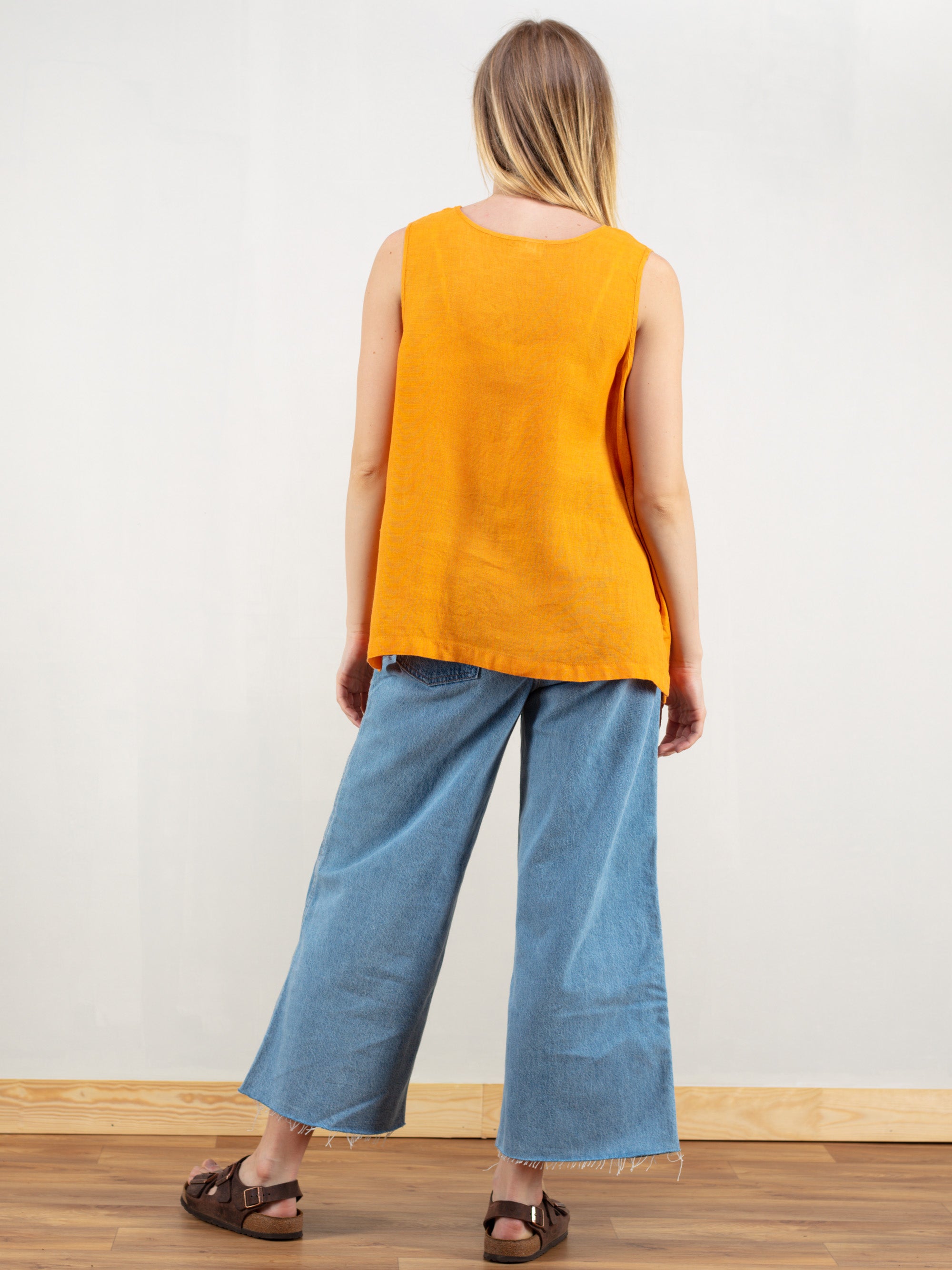 Vintage 90's Orange Linen Women Top