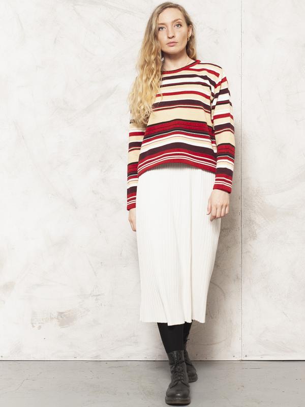 Vintage 90's Striped Casual Women Sweater