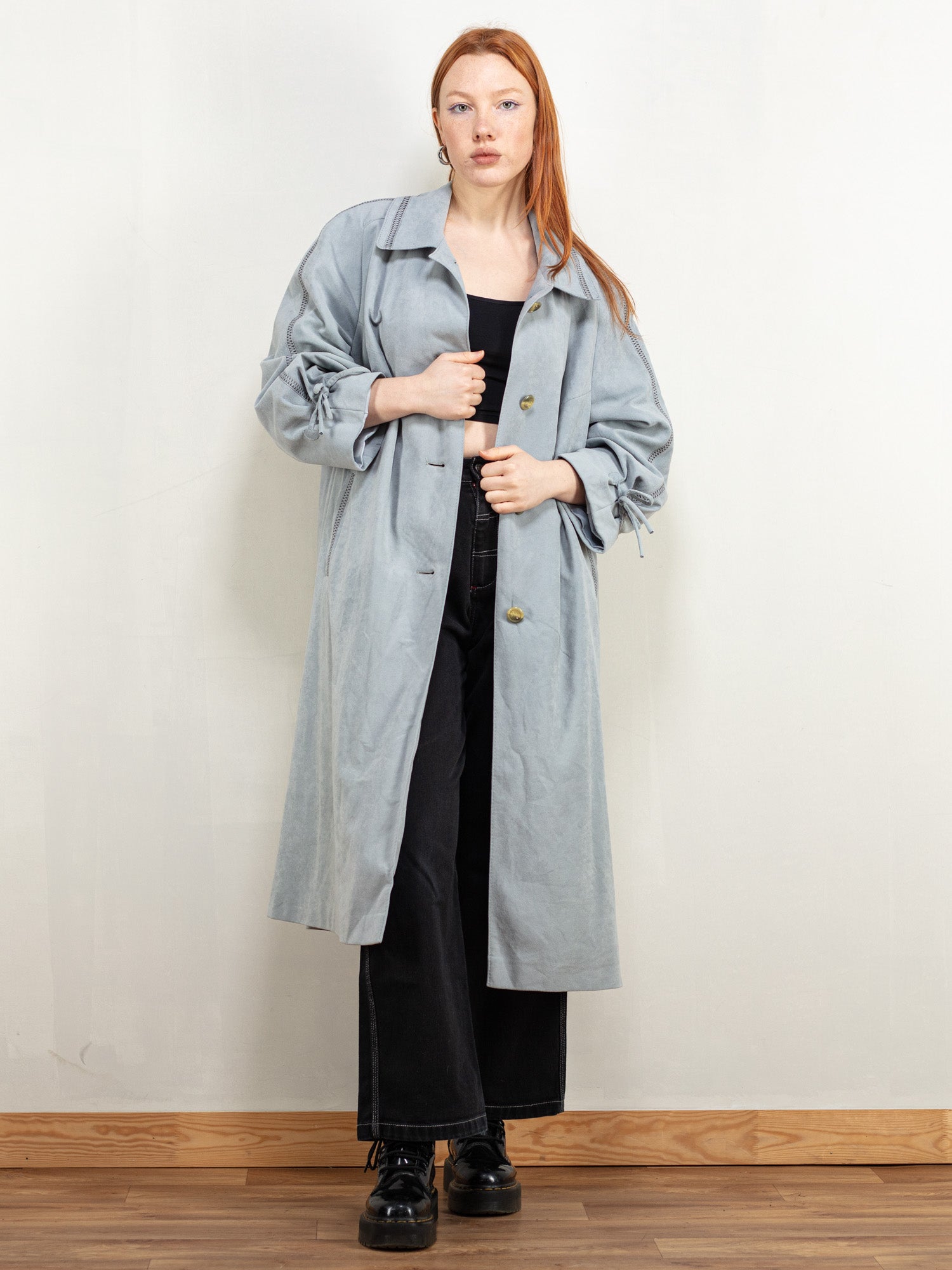 Vintage 80's Women Raglan Sleeve Mac Coat in Grey