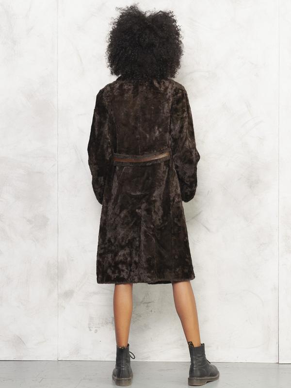 Vintage 1970's Faux Fur Coat with Detachable Hood Selected by Nomad Vintage