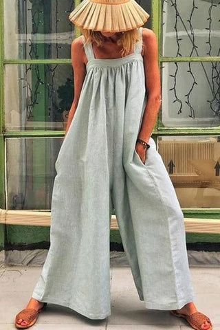 casual loose solid color summer jumpsuit
