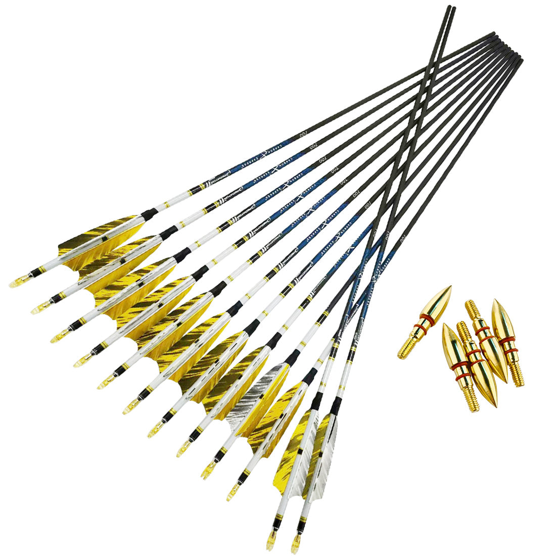 12pcs New ID 6.2 Carbon Arrow Spine 340 400 500 600 700 800 Turkey Feather Archery Bow Hunting Shooting