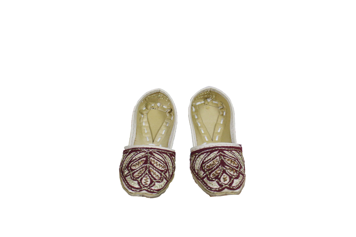 Boys Cream Mojari Khussa Shoe with Gold and Copper Embroidery - 6 ...