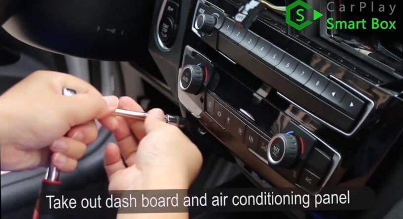 1. Take out dashboard and air conditioning panel - How to install WiFi Wireless Apple CarPlay on BMW F30 NBT EVO Head Unit - CarPlay Smart Box