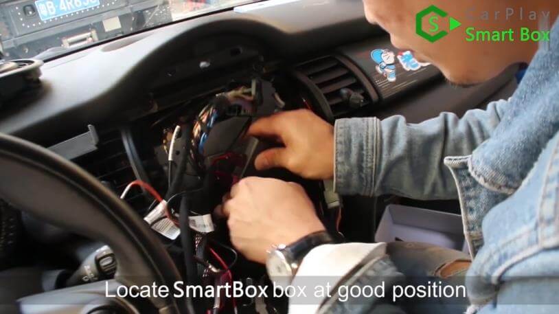 11. Locate SmartBox box at good position - Step by Step BMW MINI Cooper NBT iOS13 Wireless Apple CarPlay AirPlay Android Auto Install - CarPlay Smart Box