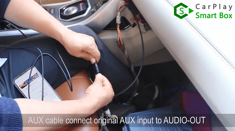 12.AUX cable connect original AUX input to AUDIO-OUT.