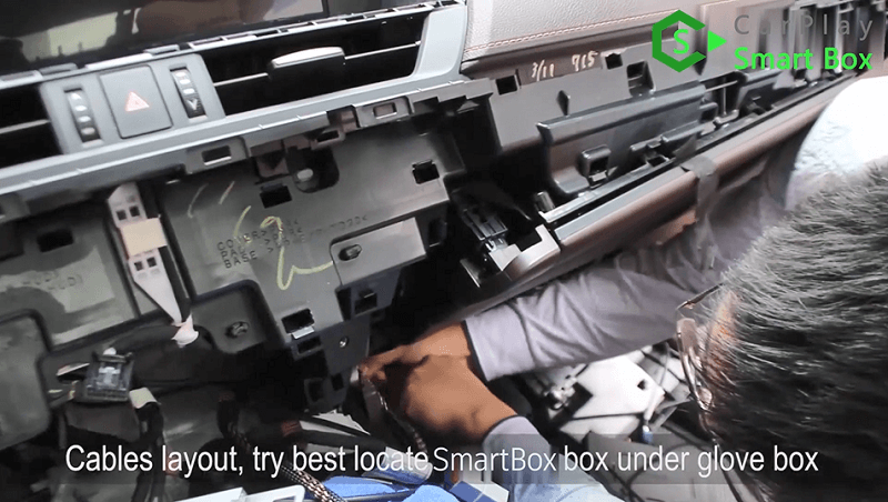 13.Cables layout, try best locate Smart Box box under glove box.