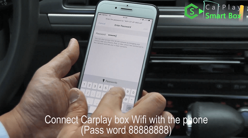 14.Connetti la scatola CarPlay Wifi al telefono. (Password 88888888).