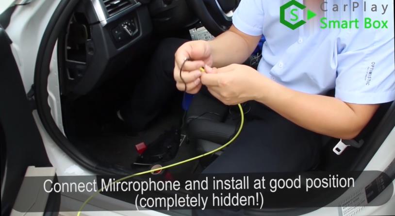 14. Connect microphone and install at good position - How to install WiFi Wireless Apple CarPlay on BMW F30 NBT EVO Head Unit - CarPlay Smart Box