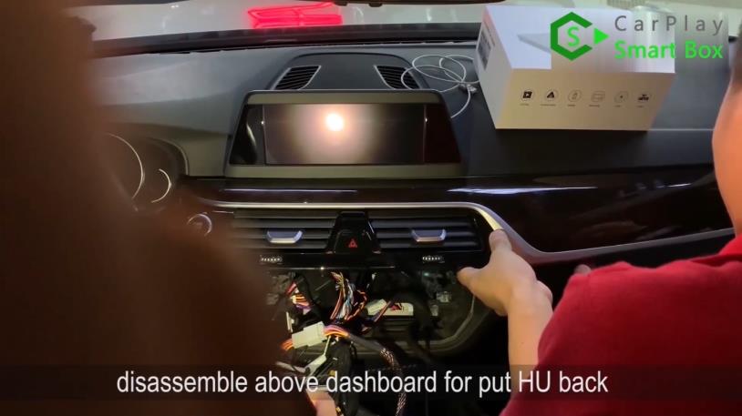 15. Disassemble above dashboard to put HU back - Step by Step Retrofit JoyeAuto wireless CarPlay on BMW 528Li G38 EVO Head Unit - CarPlay Smart Box