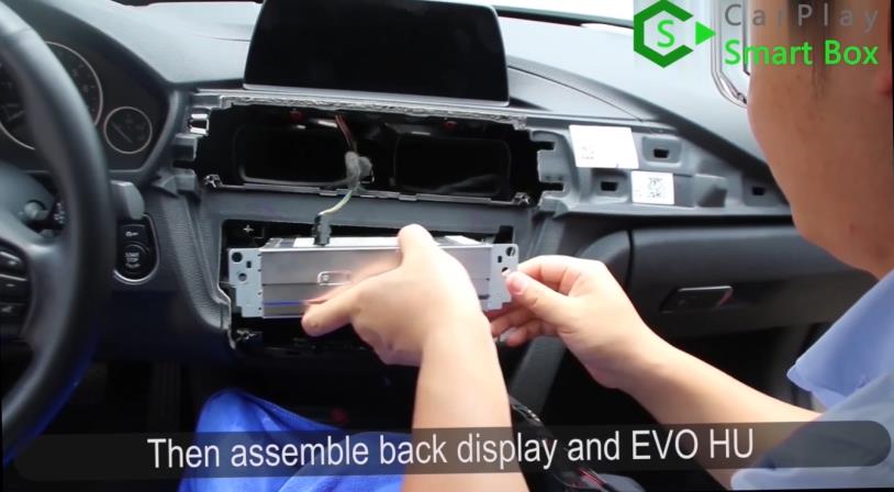 15. Then assemble back display and EVO HU - How to install WiFi Wireless Apple CarPlay on BMW F30 NBT EVO Head Unit - CarPlay Smart Box