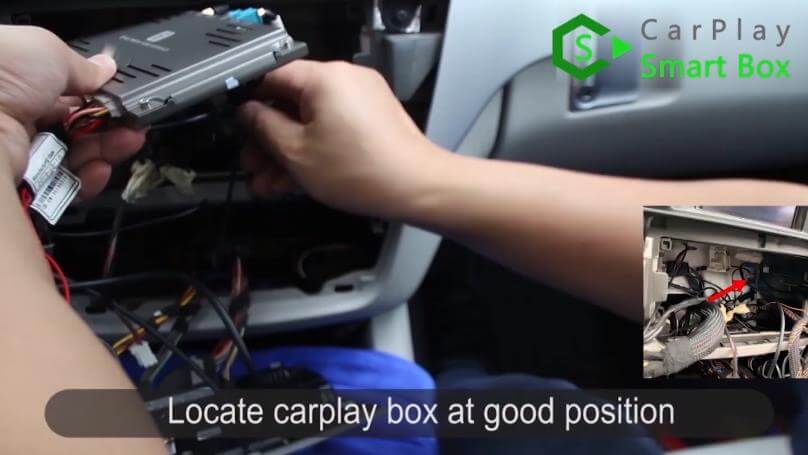 16. Locate CarPlay box at good position - Step by Step Wireless Apple CarPlay Installation for Mercedes S class W221 - CarPlay Smart Box