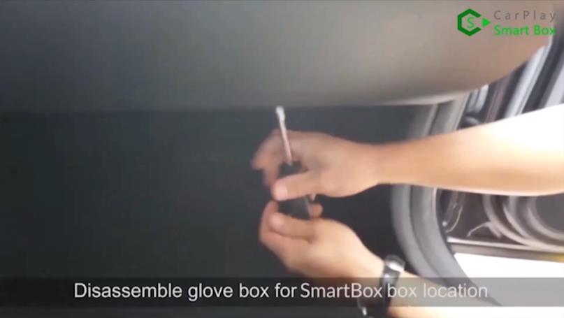 17. Disassemble glove box for SmartBox box location - How to Retrofit Wireless Apple CarPlay for Mercedes-Benz C E GLK with NTG4 Head Unit - Carplay Smart Box