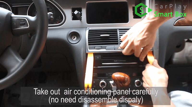 2.Take out air conditioning panel carefully.(No need disassemble display.)