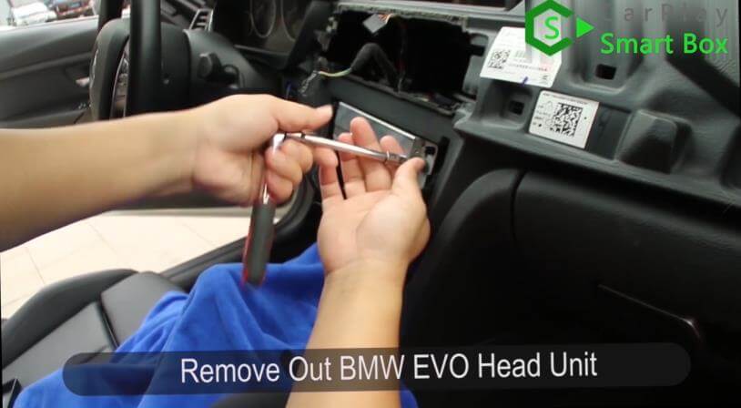 2. Remove out BMW EVO head unit - How to install WiFi Wireless Apple CarPlay on BMW F30 NBT EVO Head Unit - CarPlay Smart Box
