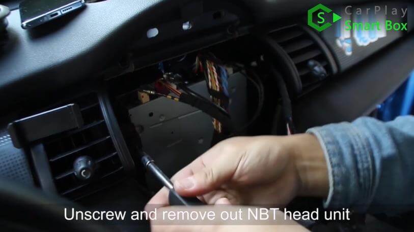2. Unscrew and remove out NBT head unit - Step by Step BMW MINI Cooper NBT iOS13 Wireless Apple CarPlay AirPlay Android Auto Install - CarPlay Smart Box