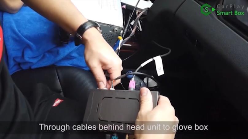 20. Through cables behind head unit to glove box - How to Retrofit Wireless Apple CarPlay for Mercedes-Benz C E GLK with NTG4 Head Unit - Carplay Smart Box