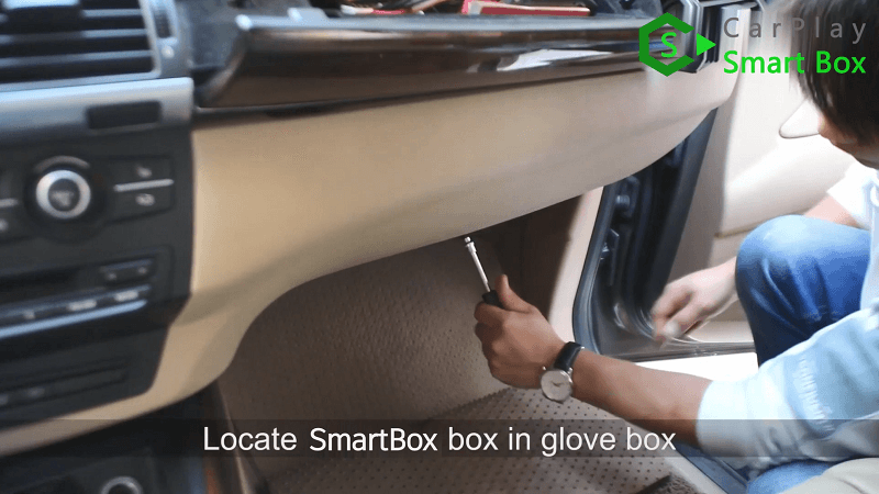 21.Individuare la scatola della Smart Box nel vano portaoggetti.