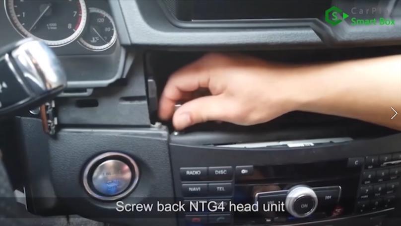 26. Screw back NTG4 head unit - How to Retrofit Wireless Apple CarPlay for Mercedes-Benz C E GLK with NTG4 Head Unit - Carplay Smart Box