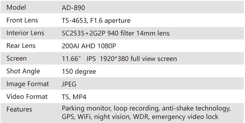 Carplay-Smart-Box-3-Channel-Mirror-Dash-Cam-Parameters