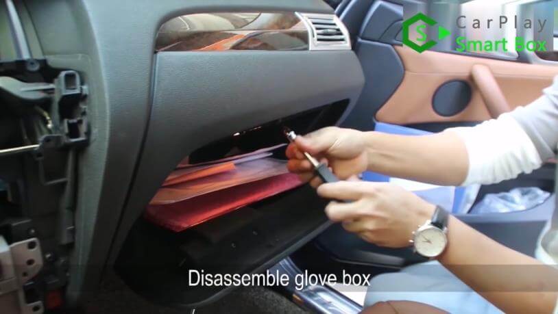 4. Disassemble glove box - Step by Step BMW X3 F25 X4 F26 NBT Wireless CarPlay Installation - CarPlay Smart Box