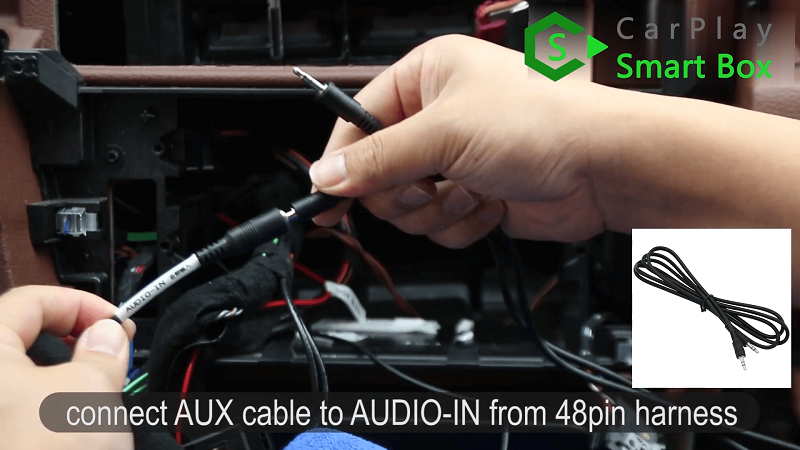 5.Connect AUX cable to AUDIO-IN from 48PIN harness.