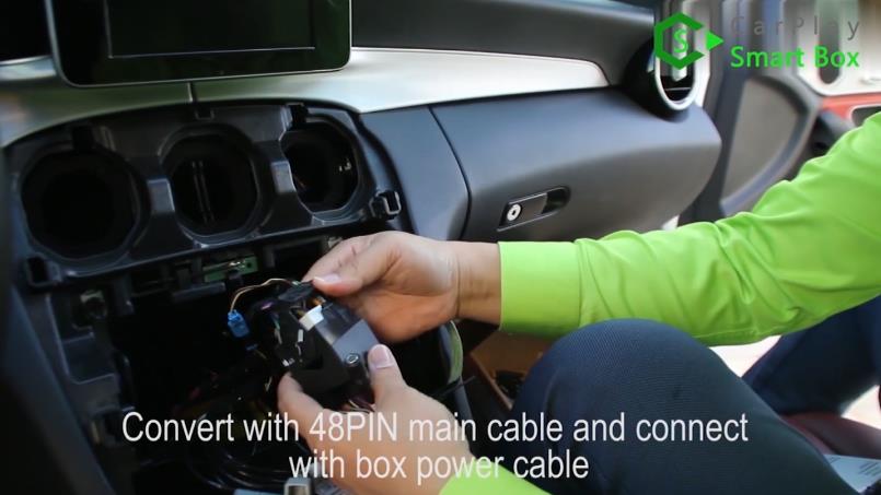 5. Converti con cavo principale 48PIN e collega con cavo di alimentazione box - Retrofit Apple CarPlay wireless per Mercedes 2015-2017 C W205 GLC W253 - CarPlay Smart Box