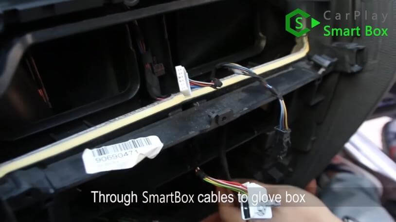 5. Through SmartBox cables to glove box - Step by Step BMW X3 F25 X4 F26 NBT Wireless CarPlay Installation - CarPlay Smart Box