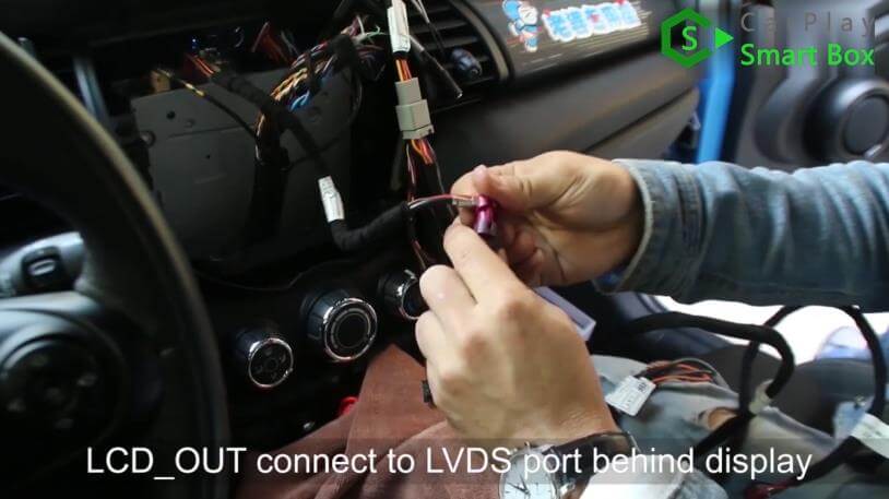 6. LCD_OUT connect to LVDS port behind display - Step by Step BMW MINI Cooper NBT iOS13 Wireless Apple CarPlay AirPlay Android Auto Install - CarPlay Smart Box