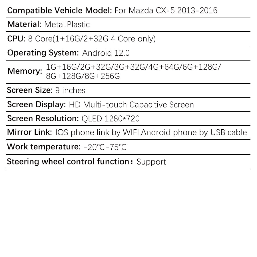 Specifiche del lettore multimediale GPS per autoradio