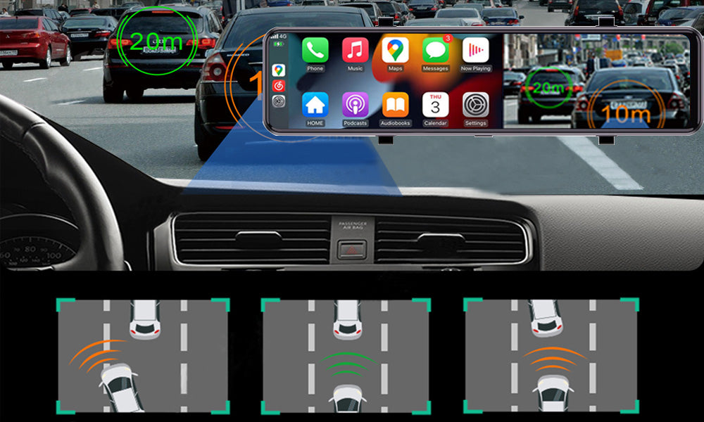 Binize Rearview Mirror Dash Cam with CarPlay & Android Auto——T70