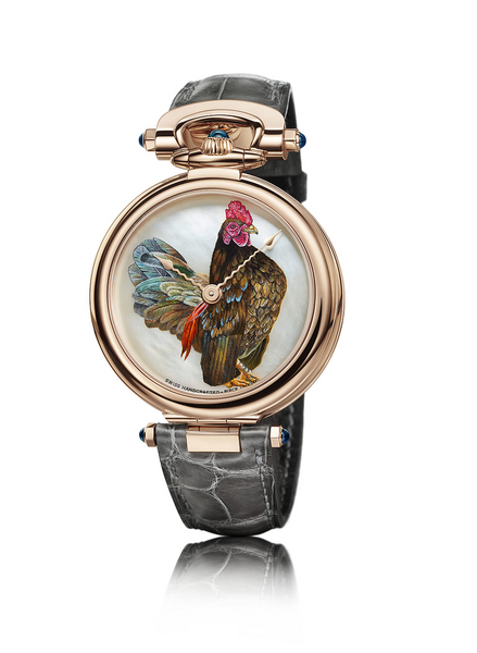 Montre transformable en bracelet, horloge et montre de poche , coq sur le cadran et 2 aiguilles de l'heure s 