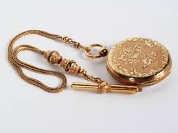 Chaine de montre Albert-T simple, Montre de poche ancienne en or 