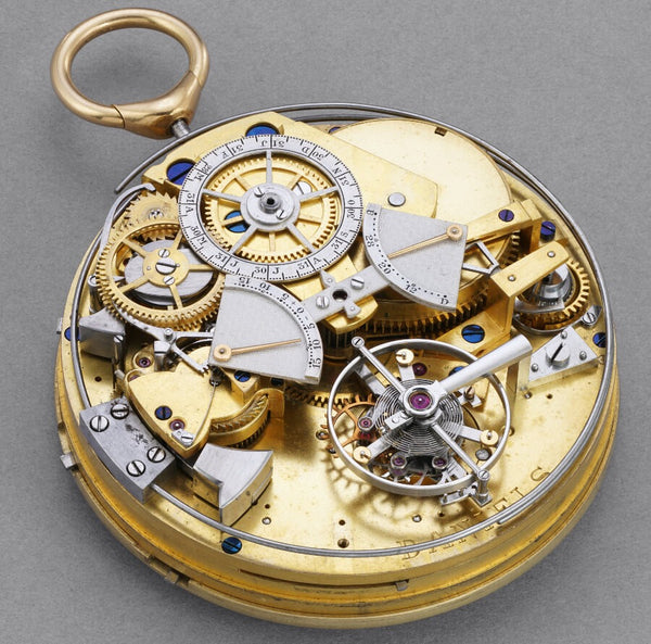 Une montre de poche en or de George Daniels montre à cadran ouvert à grande complication avec mécanisme du fond apparent