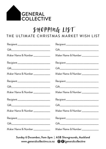 Christmas shopping list