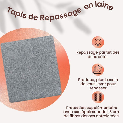 Tapis à repasser en feutre de laine 40 x 60 cm