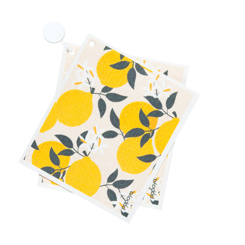 Reusable Paper Towel Swedish Dishcloth Squeeze the Day Lemons Design